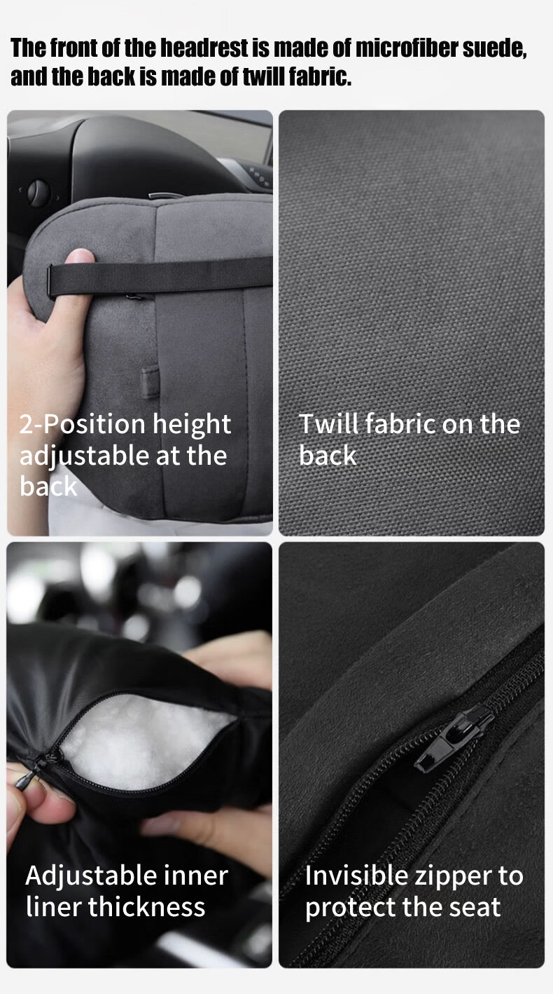 Car Headrest + Lumbar Support Set, 100% DuPont Bio-Fleece Filling