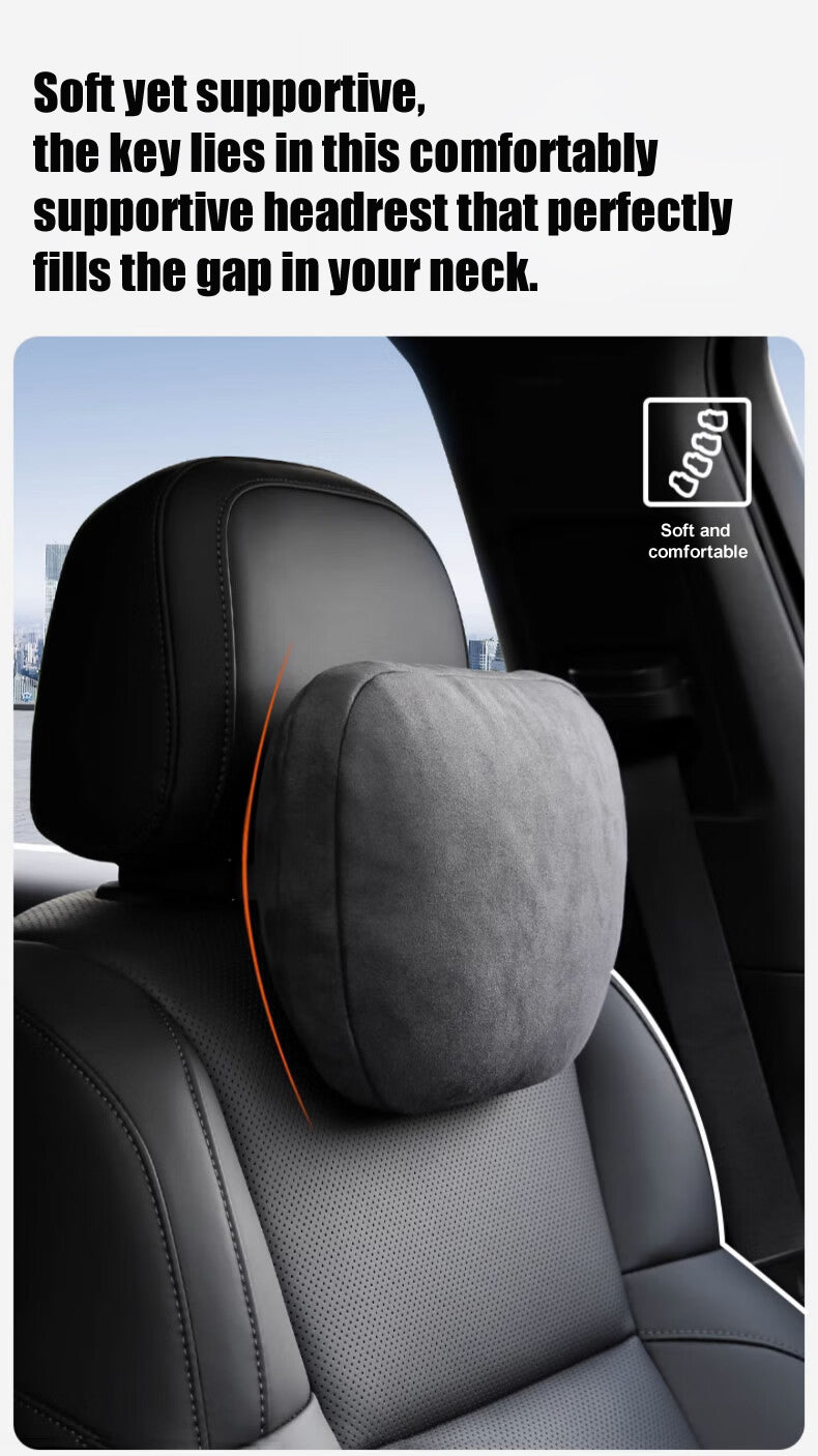 Car Headrest + Lumbar Support Set, 100% DuPont Bio-Fleece Filling