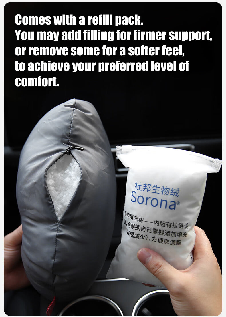 Car Headrest + Lumbar Support Set, 100% DuPont Bio-Fleece Filling