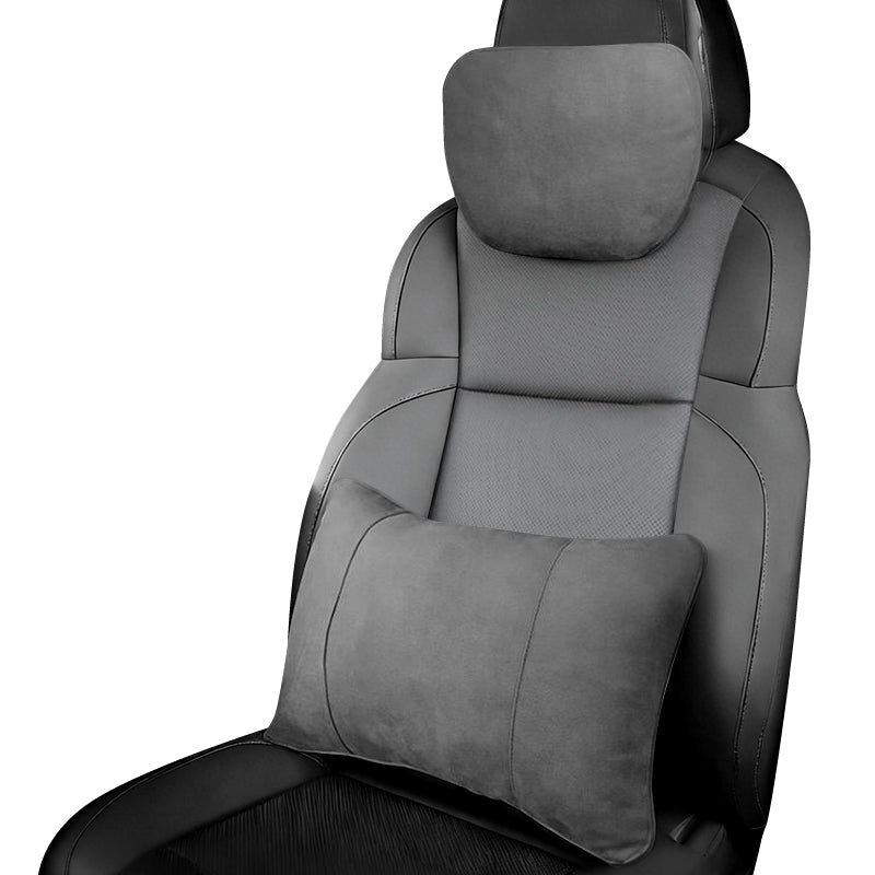 Car Headrest + Lumbar Support Set, 100% DuPont Bio-Fleece Filling