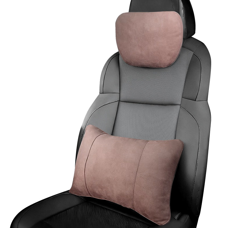 Car Headrest + Lumbar Support Set, 100% DuPont Bio-Fleece Filling