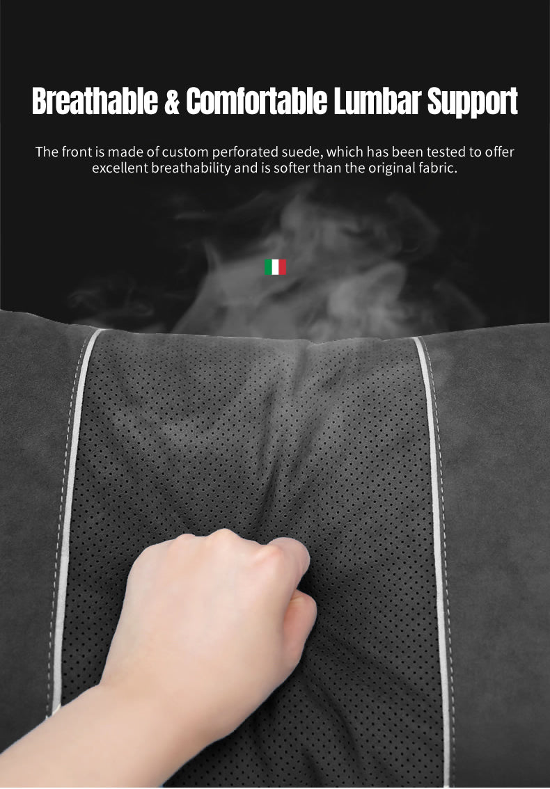 BIMLL Black Alcantara® Car Headrest & Lumbar Support Set