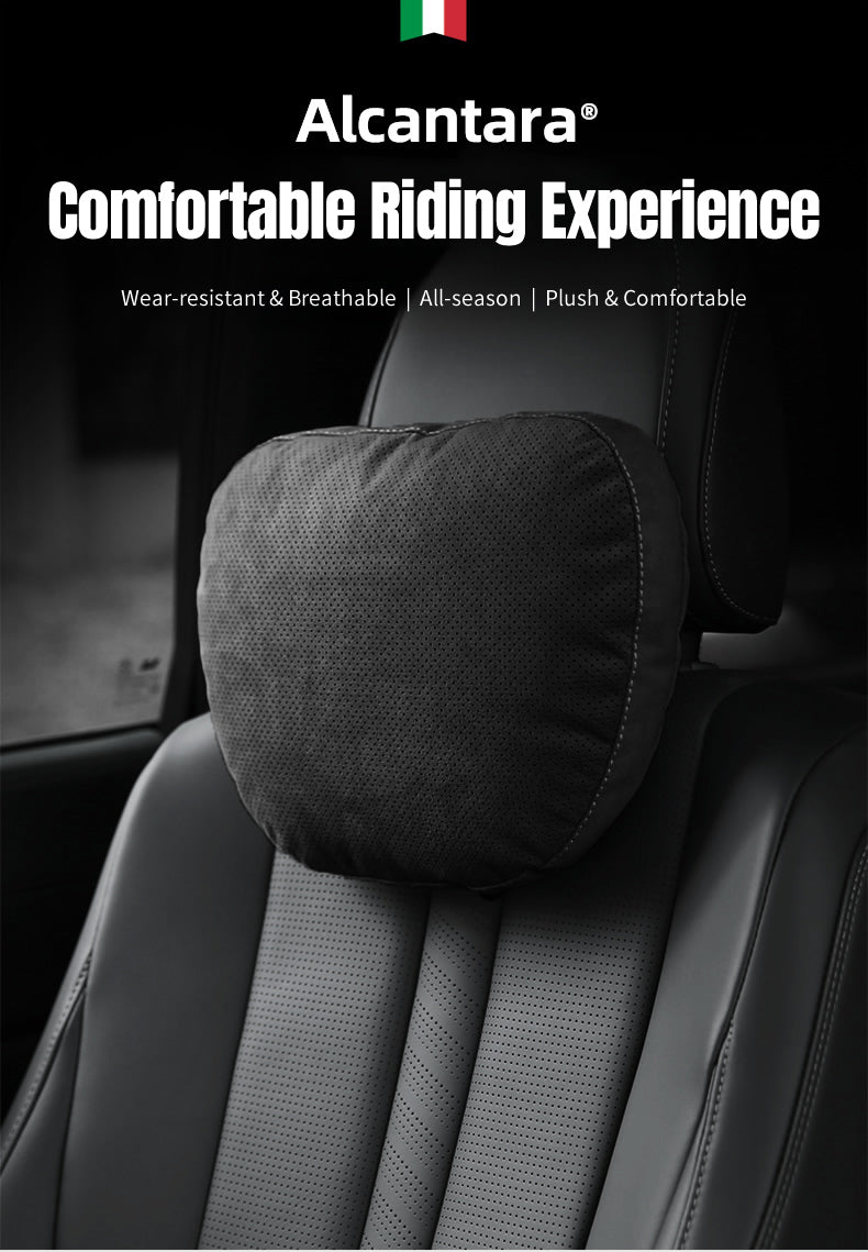 BIMLL Black Alcantara® Car Headrest & Lumbar Support Set