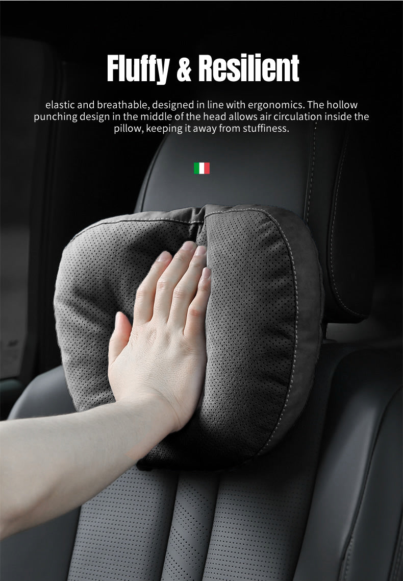 BIMLL Black Alcantara® Car Headrest & Lumbar Support Set