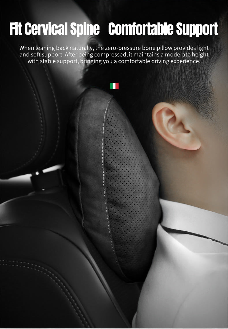 BIMLL Black Alcantara® Car Headrest & Lumbar Support Set