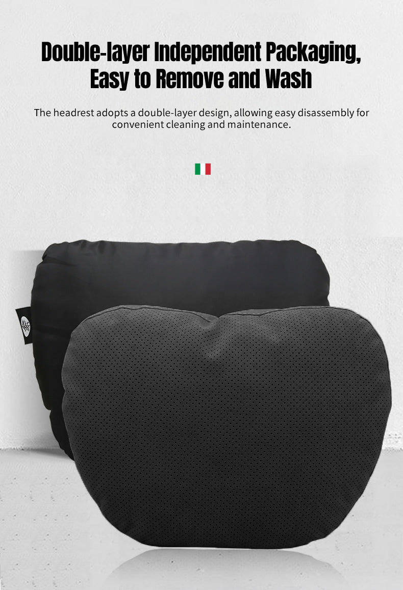 BIMLL Black Alcantara® Car Headrest & Lumbar Support Set