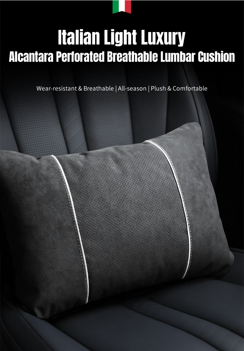BIMLL Black Alcantara® Car Headrest & Lumbar Support Set