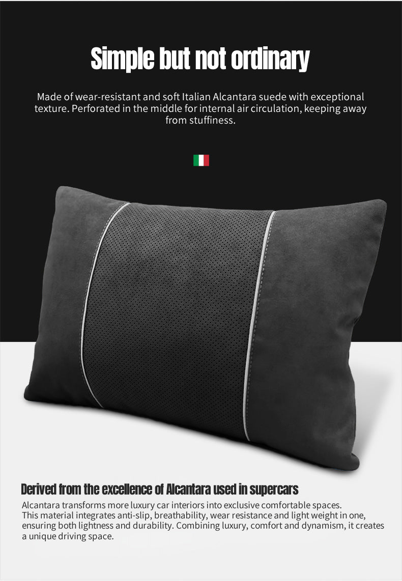BIMLL Black Alcantara® Car Headrest & Lumbar Support Set