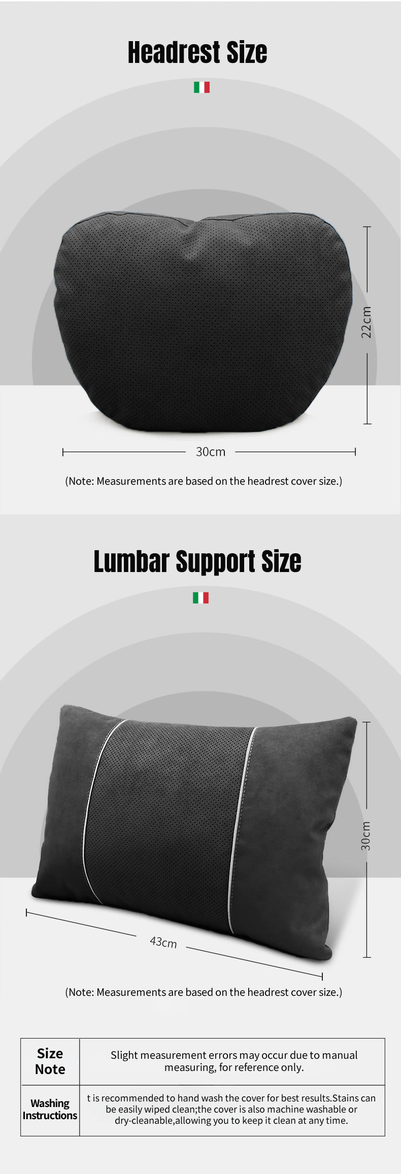 BIMLL Black Alcantara® Car Headrest & Lumbar Support Set