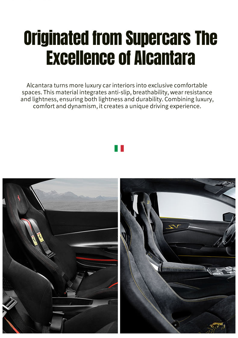 BIMLL Black Alcantara® Car Headrest & Lumbar Support Set