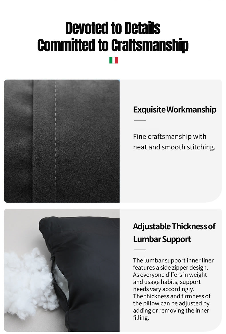 BIMLL Black Alcantara® Car Headrest & Lumbar Support Set