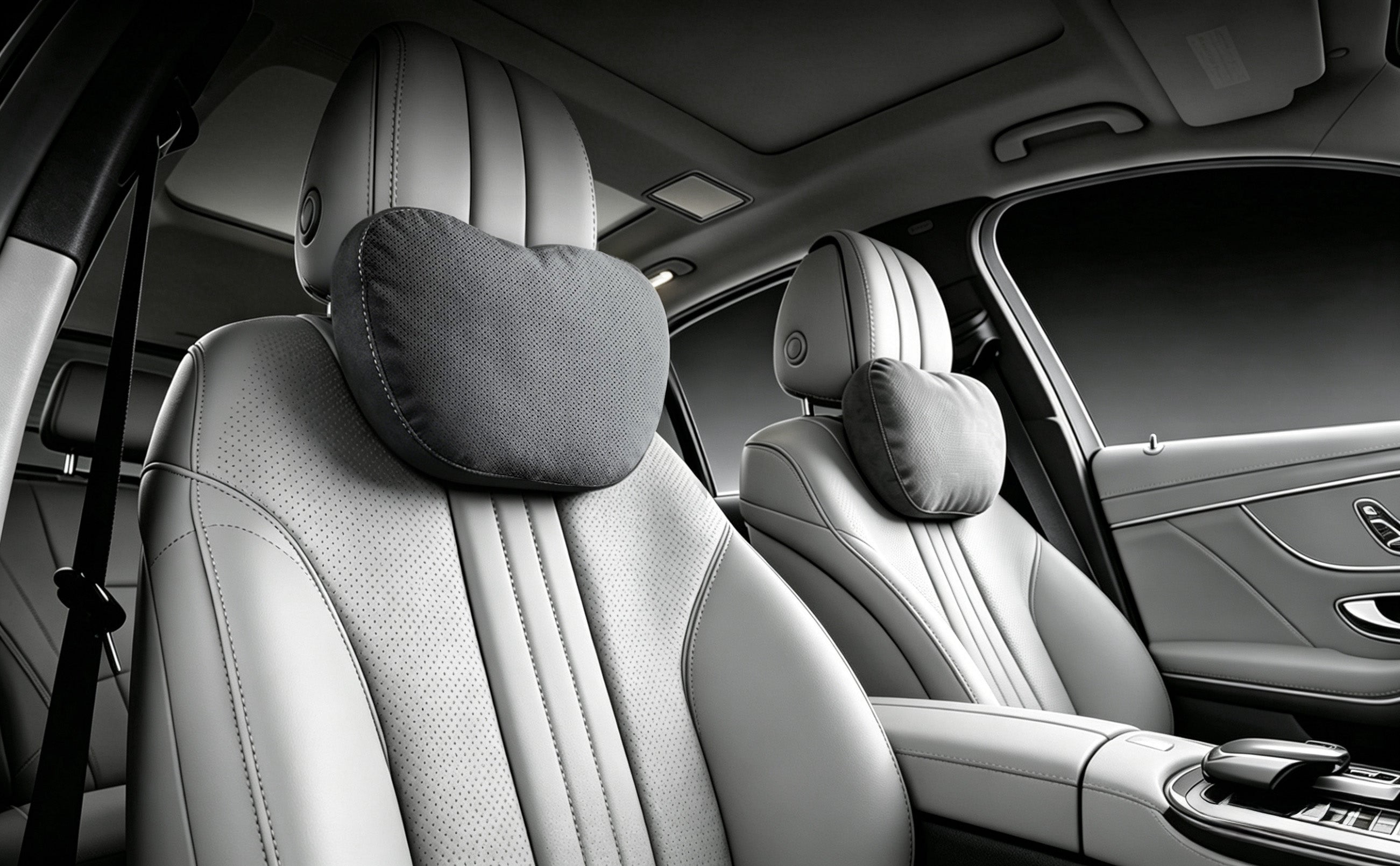 BIMLL Black Alcantara® Car Headrest & Lumbar Support Set