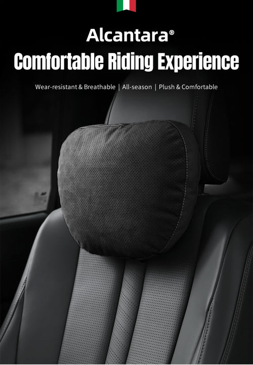Alcantara car neck pillow with the same fabric used in supercars